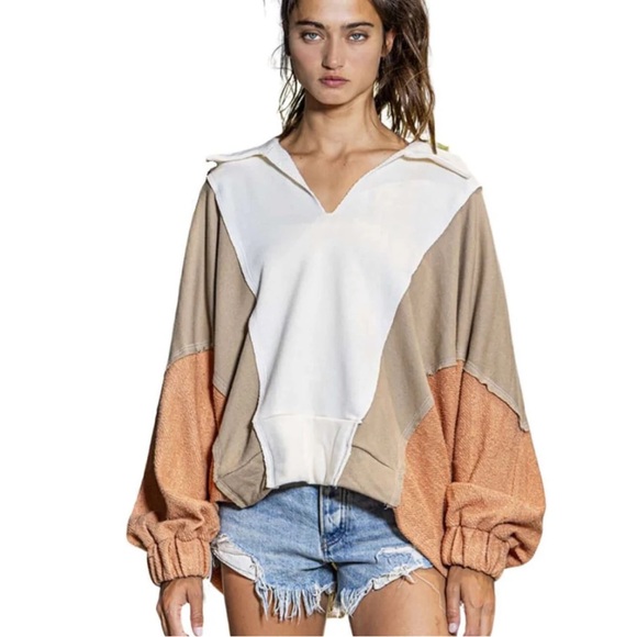 BUCKETLIST Sweaters - Bucketlist color block sweatshirt pullover